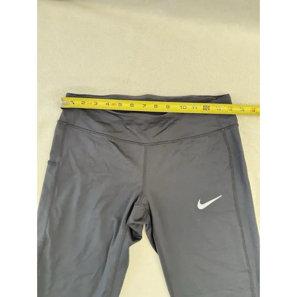 Nike Pants Women's Size M Black Activewear Capri Dri-Fit Leggings Zip Pocket